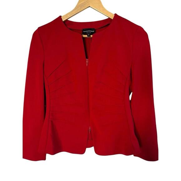 Emporio Armani Red Scuba Textured Jacket Size 44 Italy